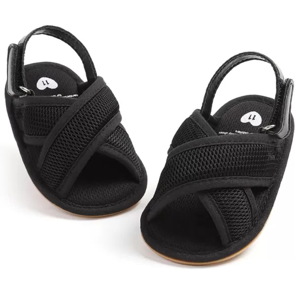 SOFMUO Baby Girls Boys Sandals Premium Soft AntiSlip Rubber Sole Infant Summer Outdoor Shoes Toddler First WalkersA01Black