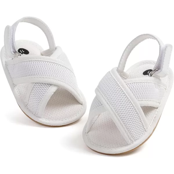 SOFMUO Baby Girls Boys Sandals Premium Soft AntiSlip Rubber Sole Infant Summer Outdoor Shoes Toddler First WalkersA01White