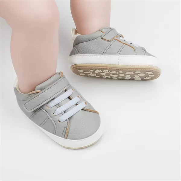 SOFMUO Baby Boys Girls High Top Ankle PU Leather Sneakers Soft Rubber Sole Infant Moccasins Newborn Oxford Loafers AntiSlip Toddler Wedding Uniform Dress ShoesA03Grey