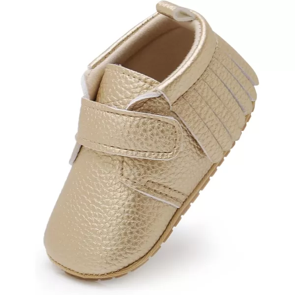 SOFMUO Baby Boys Girls High Top Ankle PU Leather Sneakers Soft Rubber Sole Infant Moccasins Newborn Oxford Loafers AntiSlip Toddler Wedding Uniform Dress ShoesA06Gold