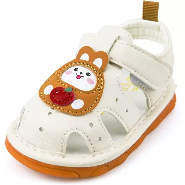SOFMUO Baby Boys Girls Squeaky Sandals NonSlip Soft Rubber Sole Closed Toe Infant Summer Outdoor Shoes Toddler First WalkersB02Beige