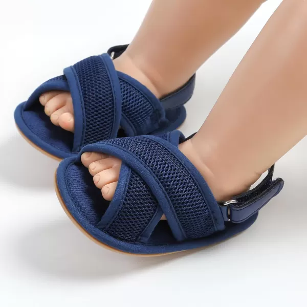 SOFMUO Baby Girls Boys Sandals Premium Soft AntiSlip Rubber Sole Infant Summer Outdoor Shoes Toddler First WalkersA01Navy