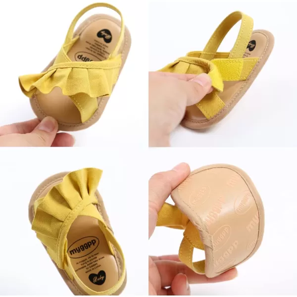 SOFMUO Baby Girls Floral Closed Toe Sandals NonSlip Soft Rubber Sole Infant Toddler Summer Walking ShoesA06Yellow
