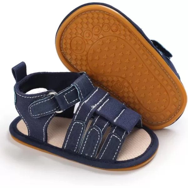 SOFMUO Baby Boys Girls ClosedToe Sandals Breathable Athletic Soft Sole AntiSlip Infant Summer Toddler Beach Walking ShoesBNavy