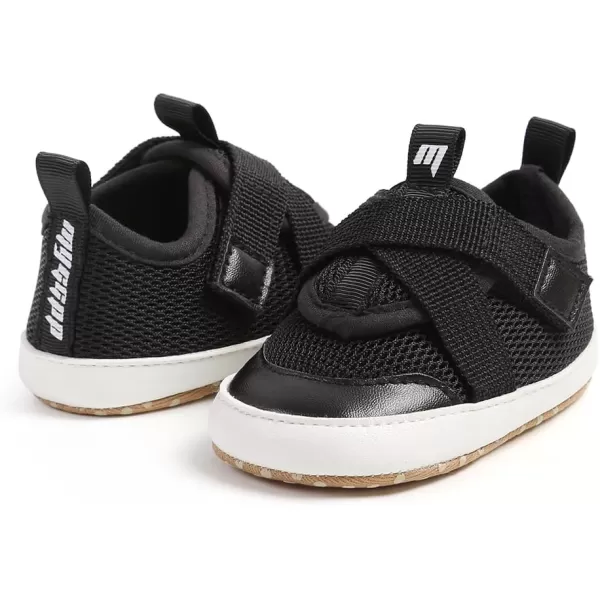 imageSOFMUO Baby Boy Girl Shoes Breathable Infant Mesh Sneakers Soft Newborn Moccasins Toddler First WalkersBlack