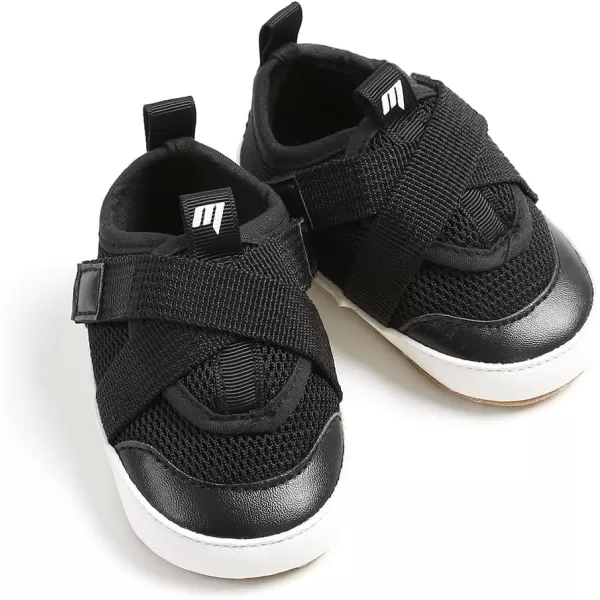 imageSOFMUO Baby Boy Girl Shoes Breathable Infant Mesh Sneakers Soft Newborn Moccasins Toddler First WalkersBlack