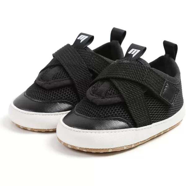 imageSOFMUO Baby Boy Girl Shoes Breathable Infant Mesh Sneakers Soft Newborn Moccasins Toddler First WalkersBlack
