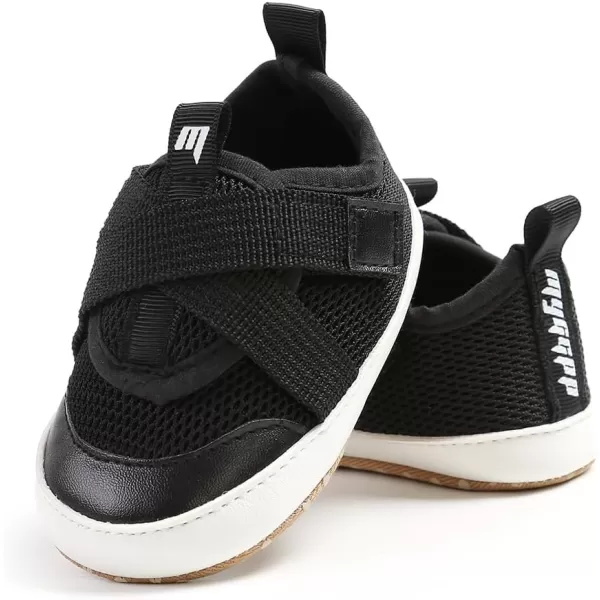 imageSOFMUO Baby Boy Girl Shoes Breathable Infant Mesh Sneakers Soft Newborn Moccasins Toddler First WalkersBlack