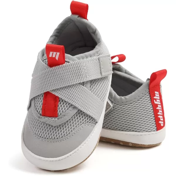 imageSOFMUO Baby Boy Girl Shoes Breathable Infant Mesh Sneakers Soft Newborn Moccasins Toddler First WalkersGrey