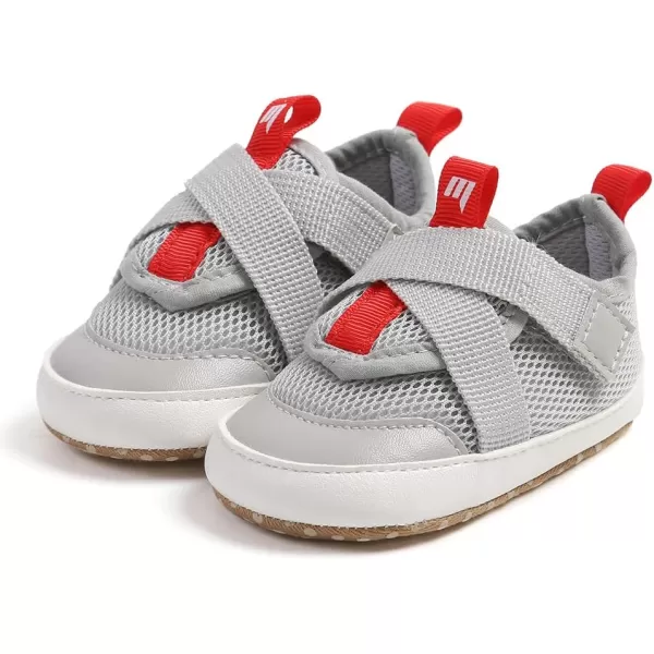 imageSOFMUO Baby Boy Girl Shoes Breathable Infant Mesh Sneakers Soft Newborn Moccasins Toddler First WalkersGrey
