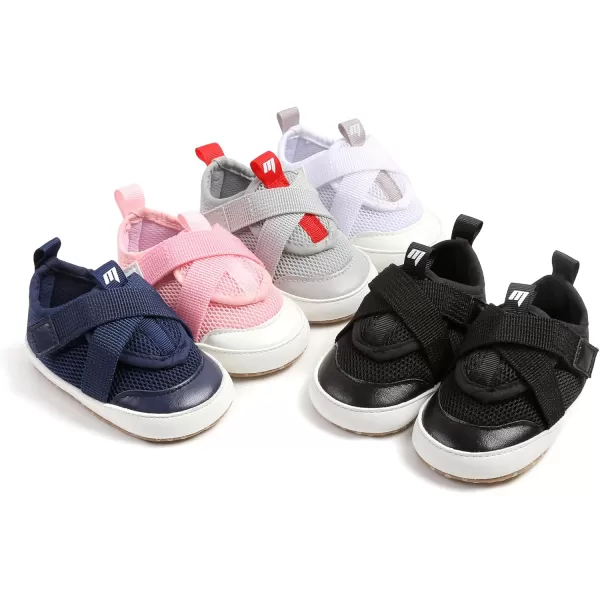imageSOFMUO Baby Boy Girl Shoes Breathable Infant Mesh Sneakers Soft Newborn Moccasins Toddler First WalkersGrey