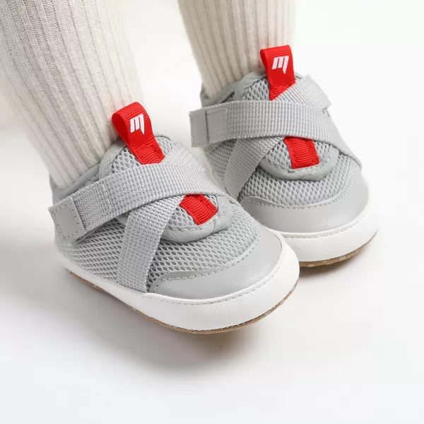 imageSOFMUO Baby Boy Girl Shoes Breathable Infant Mesh Sneakers Soft Newborn Moccasins Toddler First WalkersGrey
