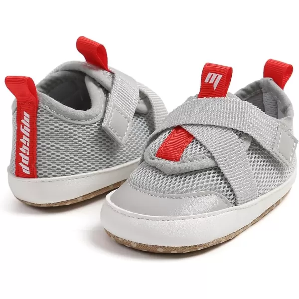 imageSOFMUO Baby Boy Girl Shoes Breathable Infant Mesh Sneakers Soft Newborn Moccasins Toddler First WalkersGrey