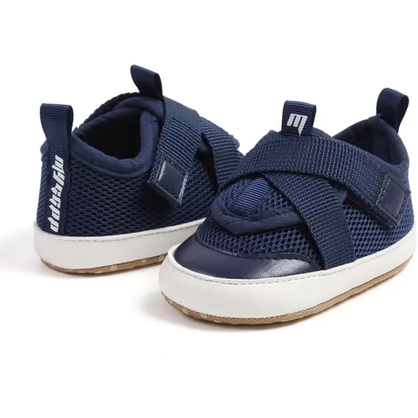 imageSOFMUO Baby Boy Girl Shoes Breathable Infant Mesh Sneakers Soft Newborn Moccasins Toddler First WalkersNavy