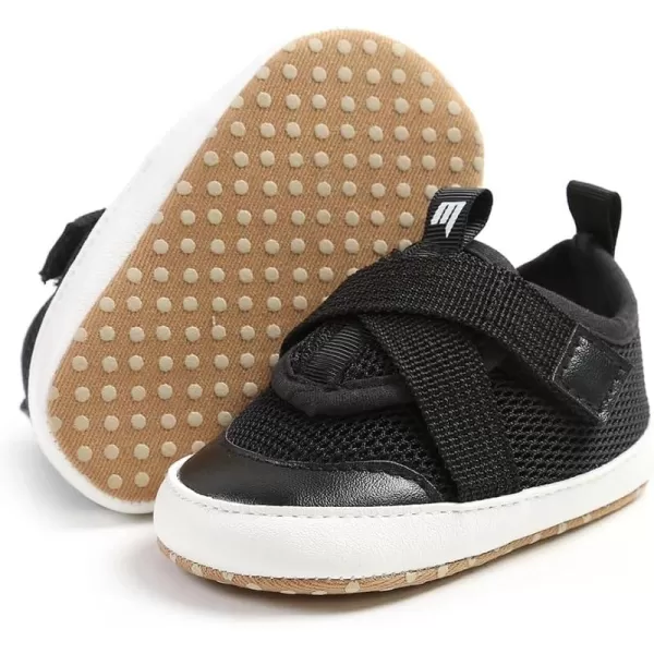 imageSOFMUO Baby Boy Girl Shoes Breathable Infant Mesh Sneakers Soft Newborn Moccasins Toddler First WalkersBlack