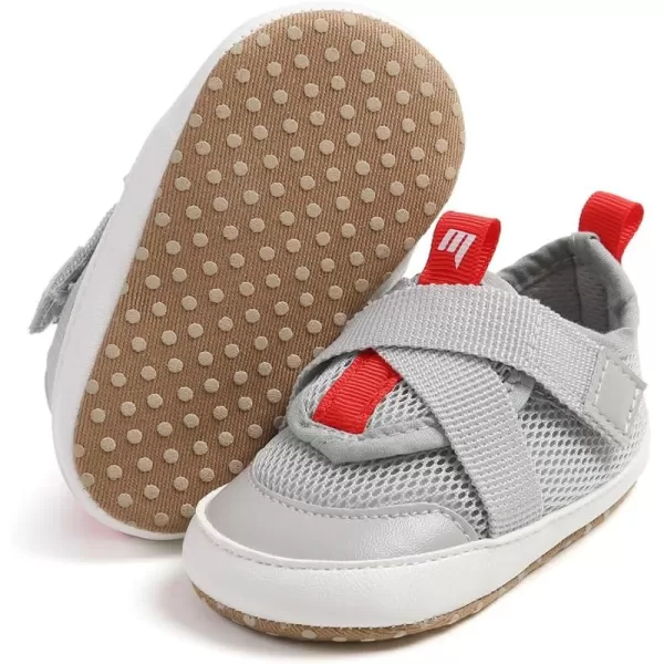 imageSOFMUO Baby Boy Girl Shoes Breathable Infant Mesh Sneakers Soft Newborn Moccasins Toddler First WalkersGrey