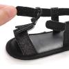 imageSOFMUO Infant Baby Girls Sandals with Flower Soft Sole Newborn Summer Crib Shoe Toddler First Walker Princess Dress ShoesABlack
