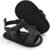 imageSOFMUO Infant Baby Girls Sandals with Flower Soft Sole Newborn Summer Crib Shoe Toddler First Walker Princess Dress ShoesABlack