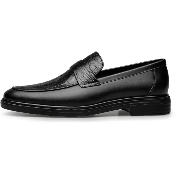 Loafers Mens Thick Bottom Genuine Leather Cowhide Wide BF1958 24 SpringBlack