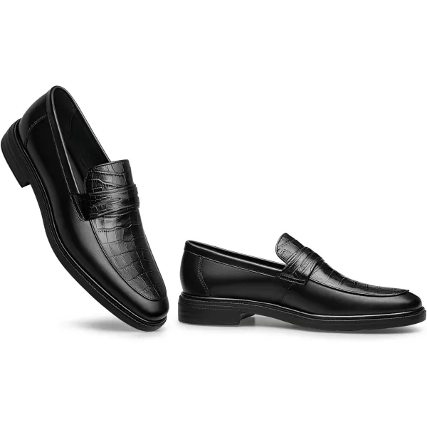 Loafers Mens Thick Bottom Genuine Leather Cowhide Wide BF1958 24 SpringBlack