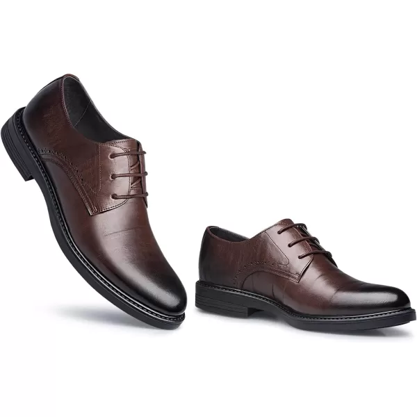 Mens Dress Shoes Leather Comfort Black Oxford Tuxedo Shoes for Men 22 ModelBrown