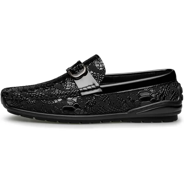 Mens Loafers ampamp Slipons Leather Soft Sole Simple with Gold Buckle N1309723 SpringBlack