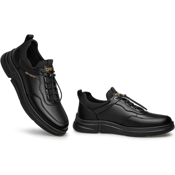 Mens Sneakers  Genuine Leather PullOn Laceless Shoes Convenient and Quick R33571 23 WinterBlack