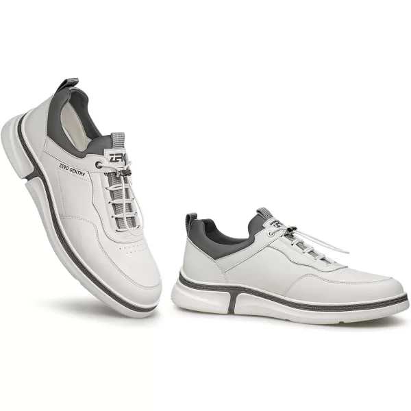 Mens Sneakers  Genuine Leather PullOn Laceless Shoes Convenient and Quick R33571 23 WinterWhite