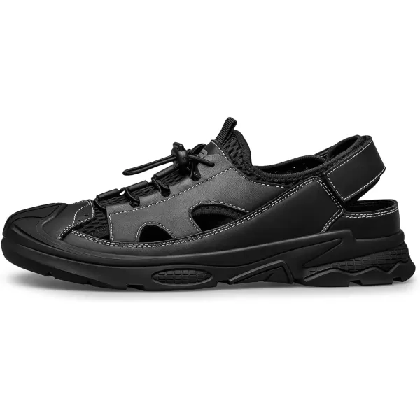 ZRO Mens Athletic Outdoor Sandals simple leather sandals for men R1318923 SpringBlack