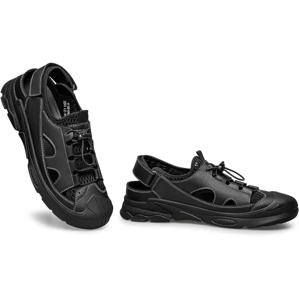 ZRO Mens Athletic Outdoor Sandals simple leather sandals for men R1318923 SpringBlack