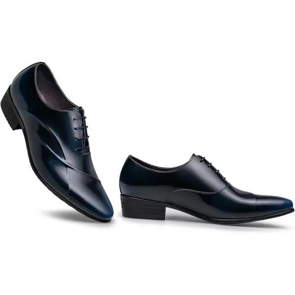 ZRO Mens Lace Up Formal Modern Oxford Dress ShoesBlue