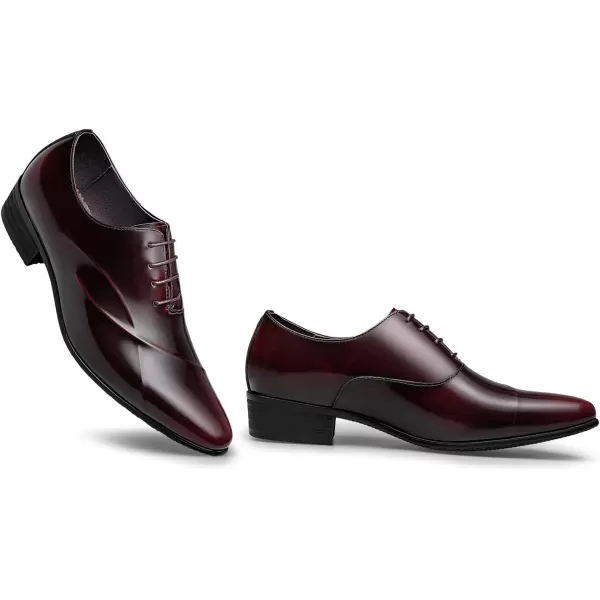 ZRO Mens Lace Up Formal Modern Oxford Dress ShoesWine