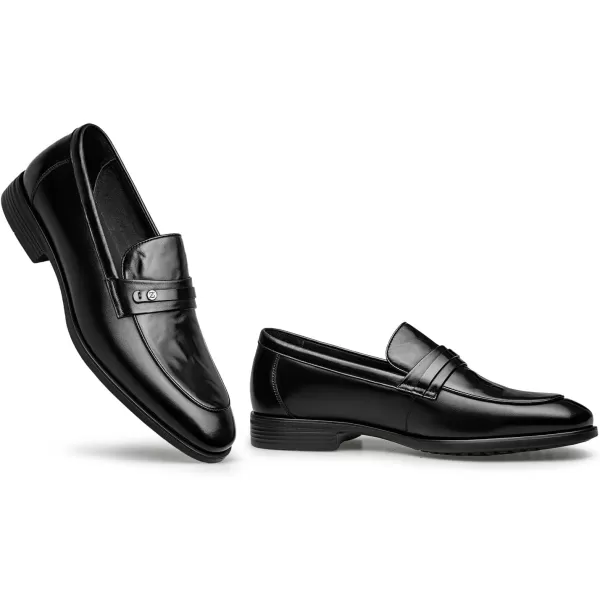 ZRO Mens Penny Loafers Dress Leather Shoes for Men DF1816 24 SpringBlack