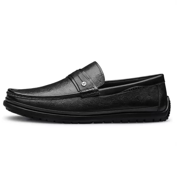 ZRO Mens Penny Loafers  Embossed Leather Soft and Lightweight N33588 23 WinterBlack