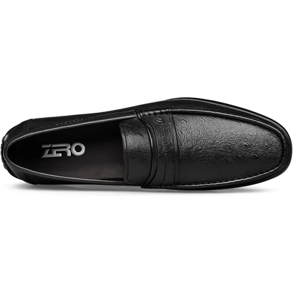 ZRO Mens Penny Loafers  Embossed Leather Soft and Lightweight N33588 23 WinterBlack