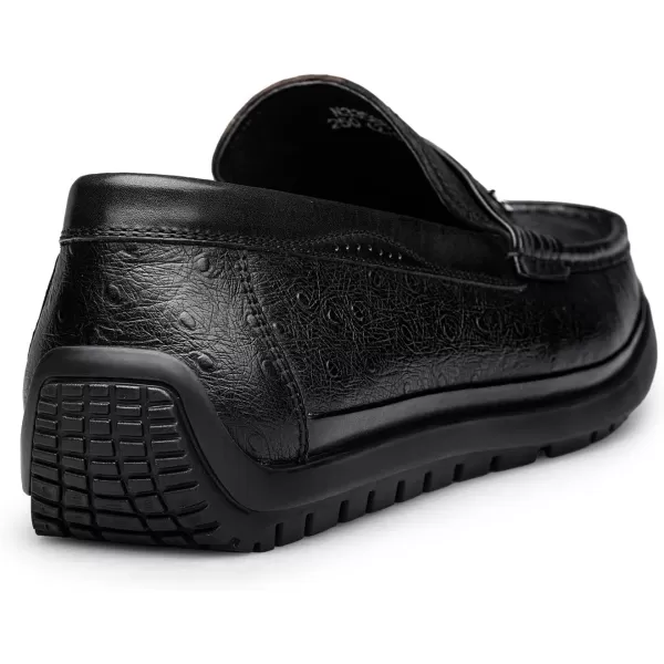 ZRO Mens Penny Loafers  Embossed Leather Soft and Lightweight N33588 23 WinterBlack