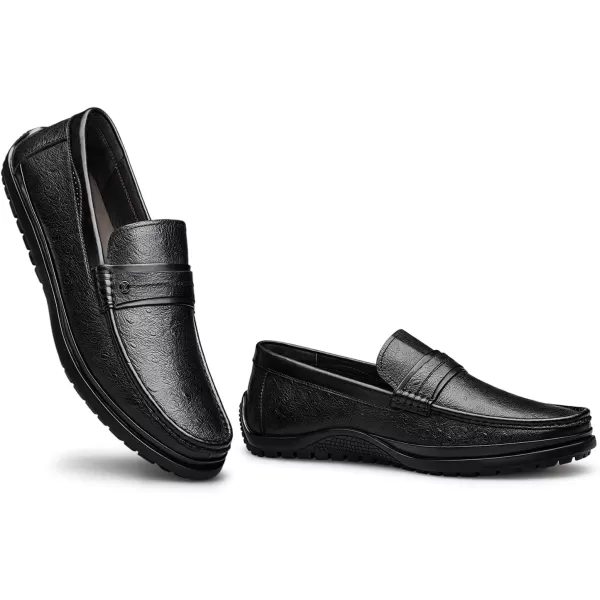 ZRO Mens Penny Loafers  Embossed Leather Soft and Lightweight N33588 23 WinterBlack