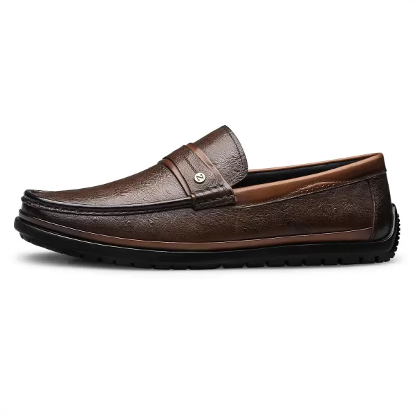 ZRO Mens Penny Loafers  Embossed Leather Soft and Lightweight N33588 23 WinterBrown
