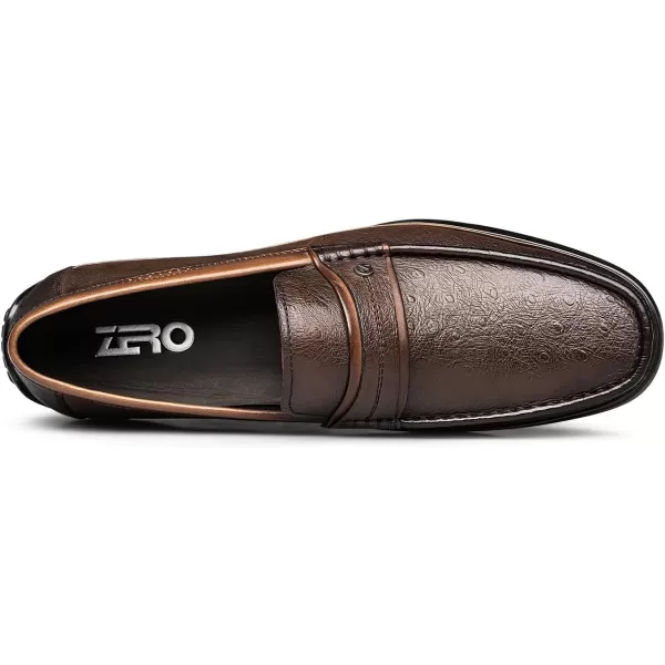 ZRO Mens Penny Loafers  Embossed Leather Soft and Lightweight N33588 23 WinterBrown