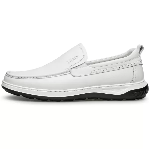 ZRO Mens loafers ampamp slipons wide driving leather shoes for men RF1807 24 SpringWhite