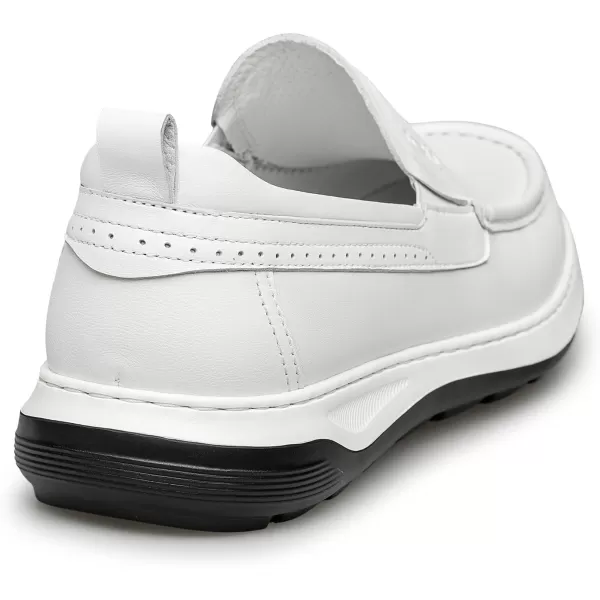 ZRO Mens loafers ampamp slipons wide driving leather shoes for men RF1807 24 SpringWhite