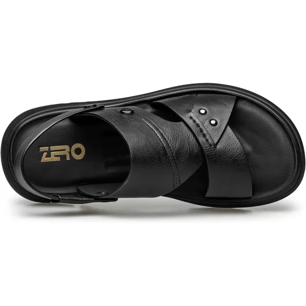 ZRO Mens outdoor sandals Anti slip thick bottom water leather shoes for men R2320123 SpringBlack