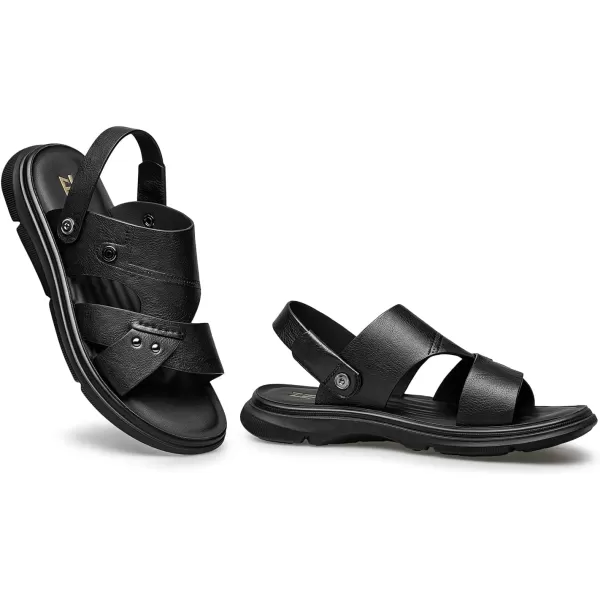 ZRO Mens outdoor sandals Anti slip thick bottom water leather shoes for men R2320123 SpringBlack