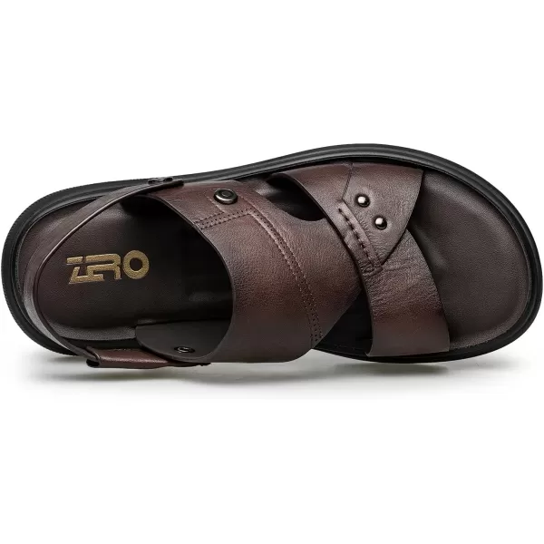 ZRO Mens outdoor sandals Anti slip thick bottom water leather shoes for men R2320123 SpringBrown