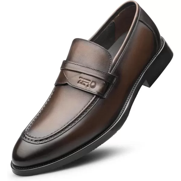 Loafer Mens Genuine Leather Thick Bottom U Tip Slipon Business B1223606 AutumnBrown