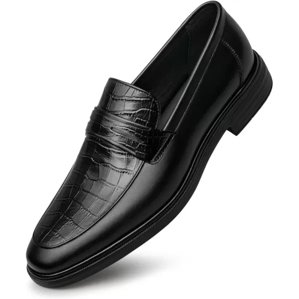Loafers Mens Thick Bottom Genuine Leather Cowhide Wide BF1958 24 SpringBlack