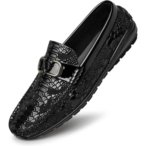 Mens Loafers ampamp Slipons Leather Soft Sole Simple with Gold Buckle N1309723 SpringBlack