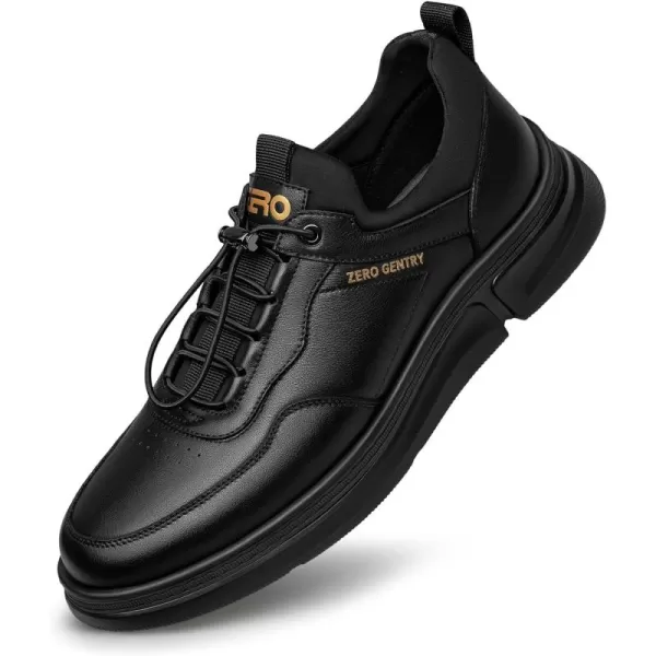 Mens Sneakers  Genuine Leather PullOn Laceless Shoes Convenient and Quick R33571 23 WinterBlack