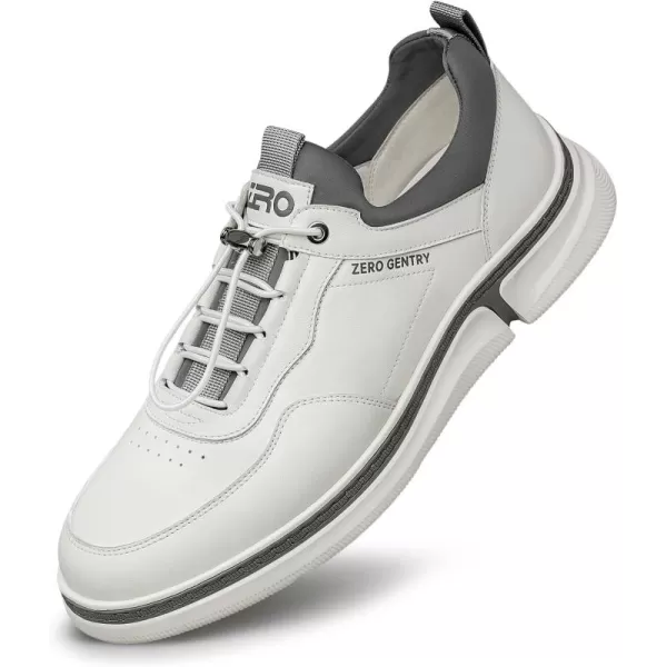 Mens Sneakers  Genuine Leather PullOn Laceless Shoes Convenient and Quick R33571 23 WinterWhite