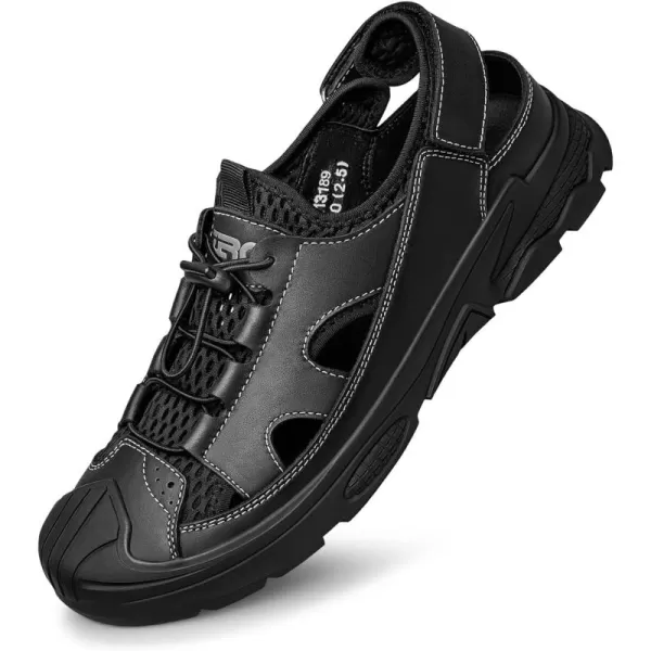 ZRO Mens Athletic Outdoor Sandals simple leather sandals for men R1318923 SpringBlack